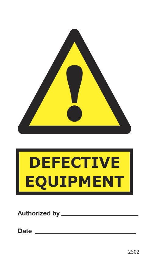 Defective Equipment (10 per pack) 75mm x 150mm