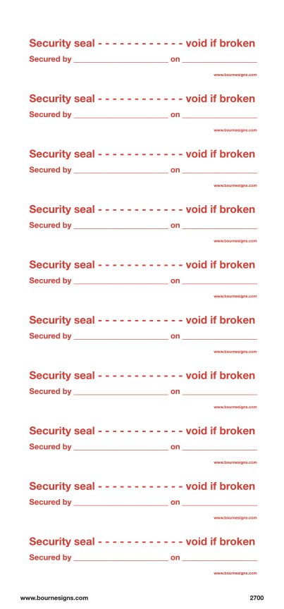 Security Seal (10 per sheet) 150mm x 30mm