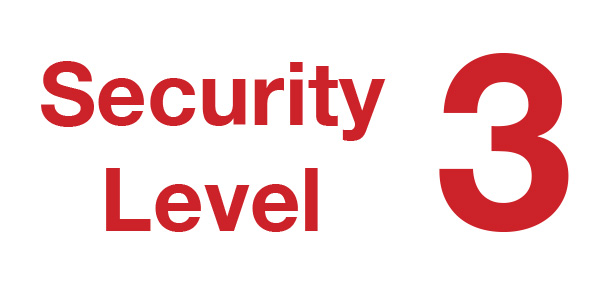 Security Level 3 (red) 300mm x 150mm