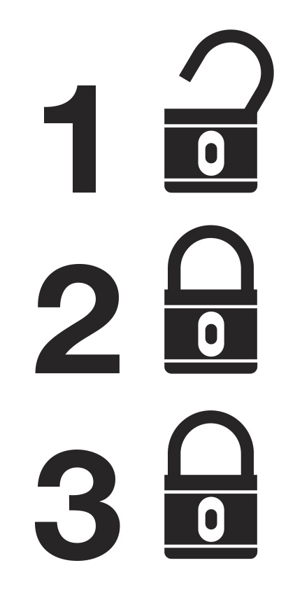 ISPS Locks (open, closed, closed) 25mm x 50mm
