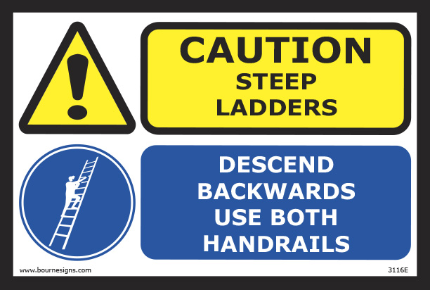 Danger. Steep Ladders 300mm x 200mm