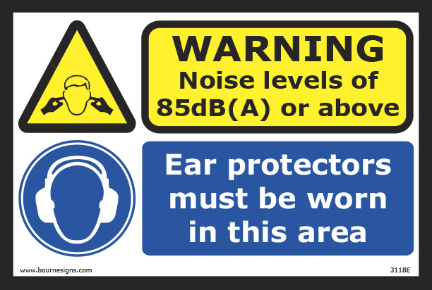 Warning. Noise levels of 85dB(A) or above 300mm x 200mm