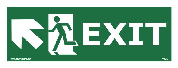 Exit (Left and Diagonal Up) 400mm x 150mm
