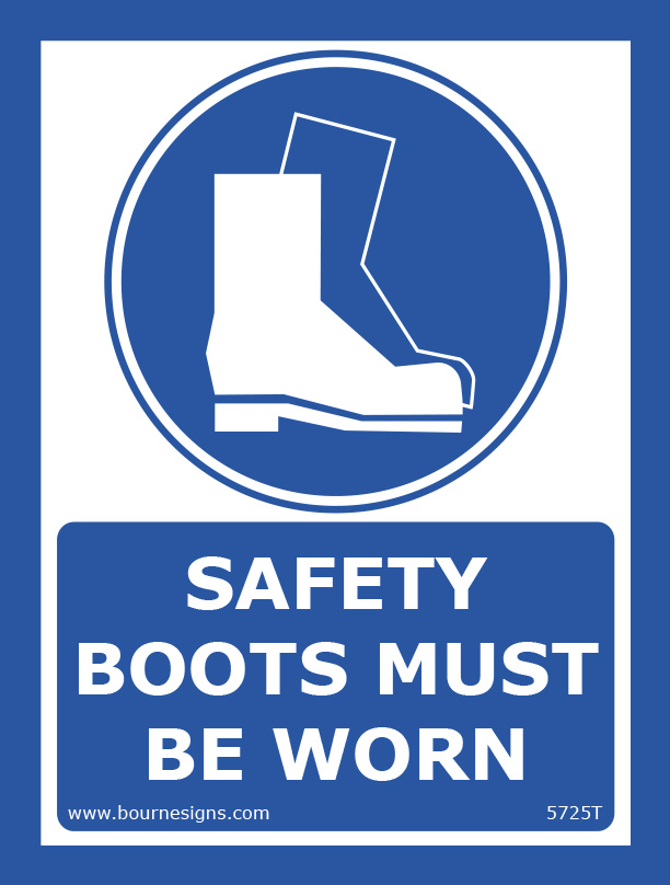 Safety Boots must be worn 150mm x 200mm