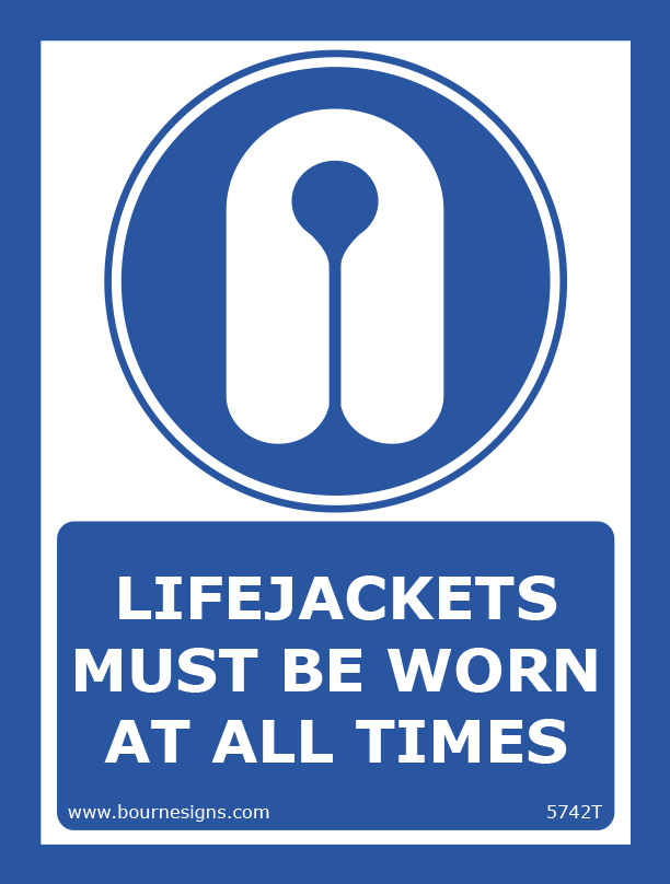 Lifejackets must be worn at all times 150mm x 200mm
