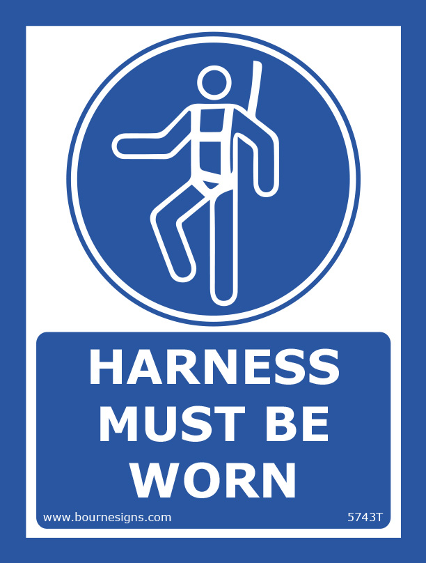 Harness must be worn 150mm x 200mm