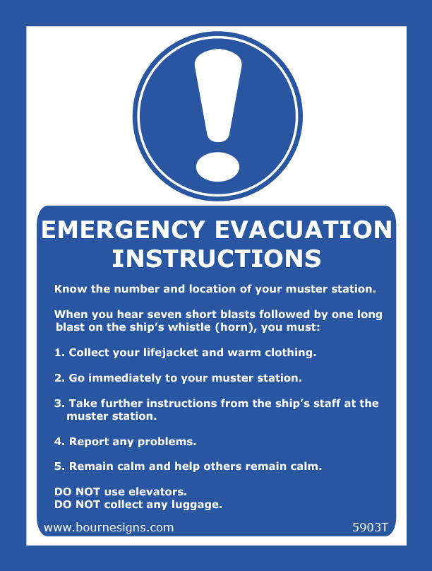 Emergency Evacuation Instructions 150mm x 200mm
