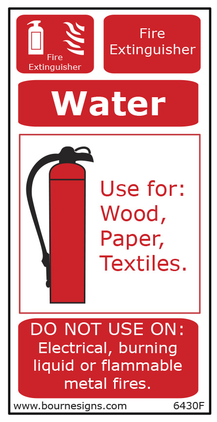 Water Fire Extinguisher Identification 100mm x 200mm