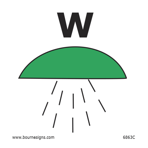 Space Protected by Fixed Water Fire Extinguisher System 150mm x 150mm