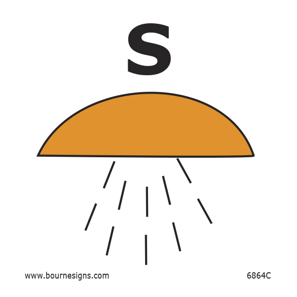 Space Protected by Fixed Water Fire Extinguisher System 150mm x 150mm