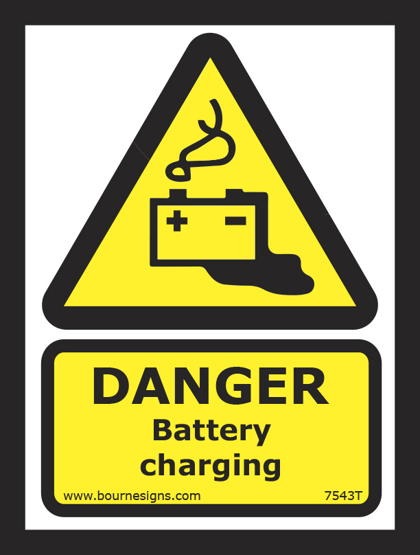 Danger. Battery charging 150mm x 200mm