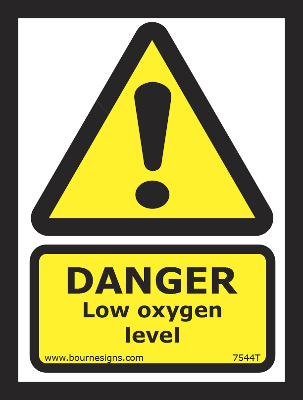 Danger. Low oxygen level 150mm x 200mm