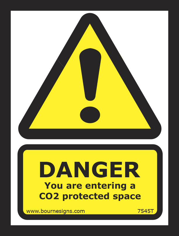 Danger. You are entering a CO2 protected space 150mm x 200mm