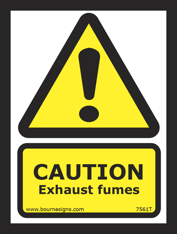 Caution. Exhaust fumes 150mm x 200mm