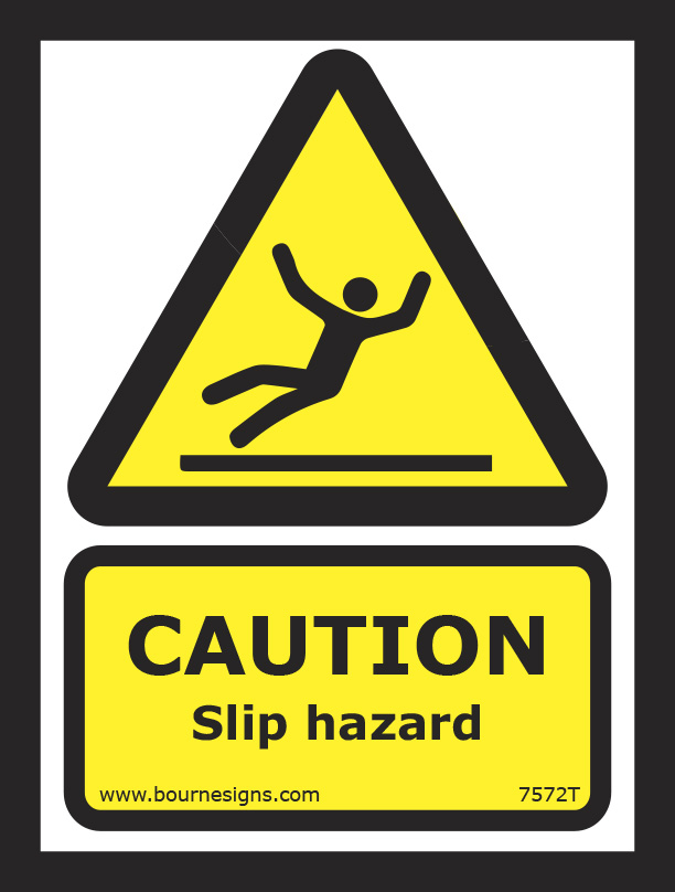 Caution. Slip hazard 150mm x 200mm