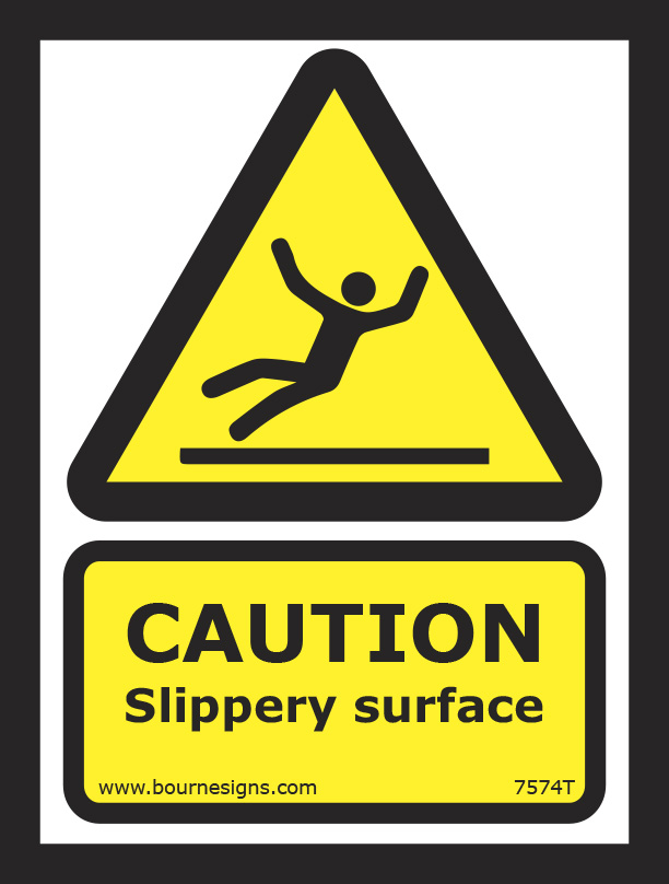 Caution. Slippery surface 150mm x 200mm