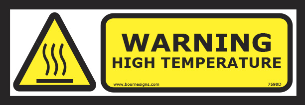 Warning. High temperature 300mm x 100mm