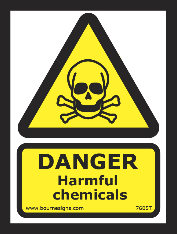 Danger. Harmful chemicals 150mm x 200mm