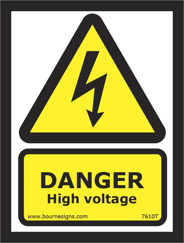 Danger. High voltage 150mm x 200mm