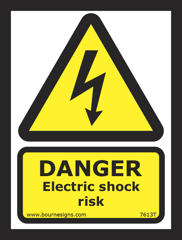 Danger. Electric shock risk 150mm x 200mm