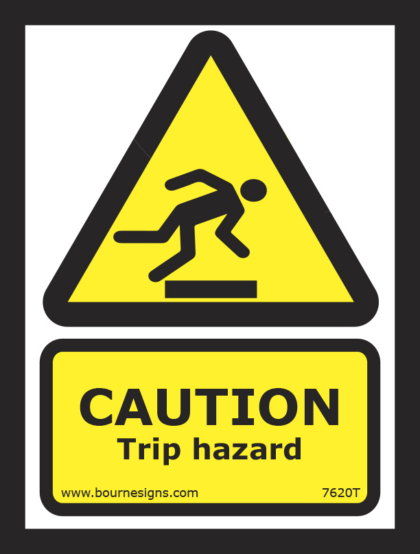 Caution. Trip hazard 150mm x 200mm