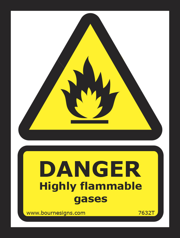 Danger. Highly flammable gases 150mm x 200mm