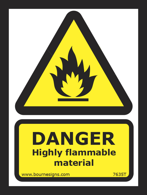Danger. Highly flammable material 150mm x 200mm