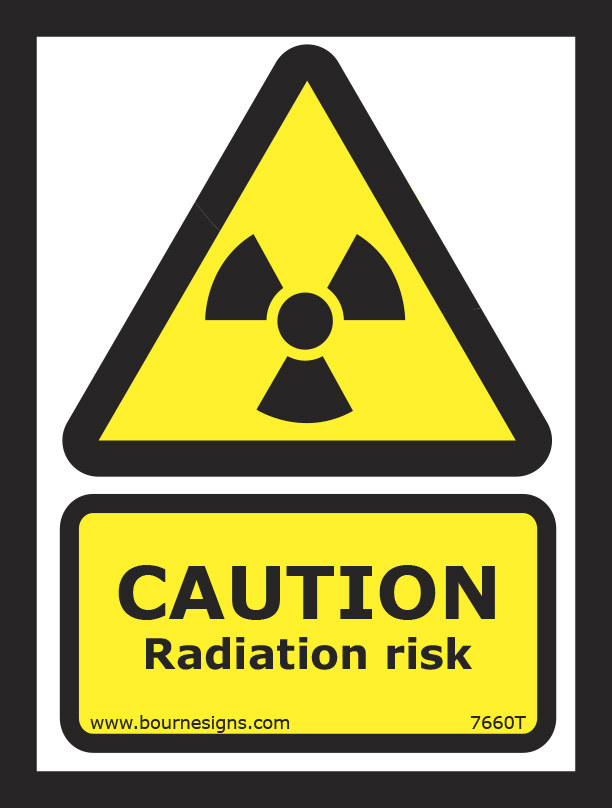 Caution. Radiation risk 150mm x 200mm