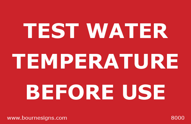 Test water temperature before use 120mm x 75mm