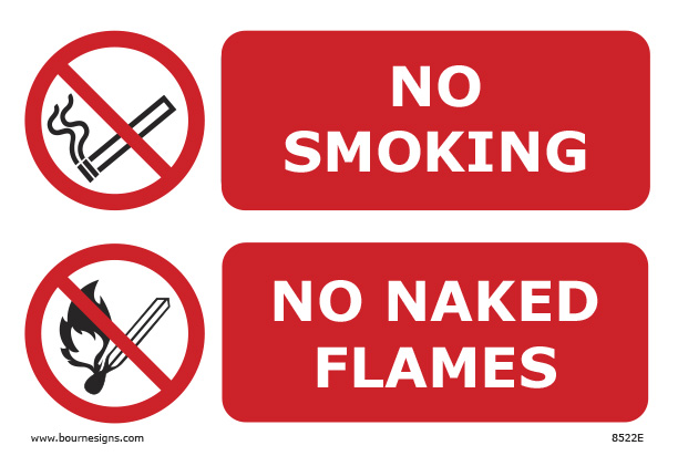 No Smoking/No Naked Flames 300mm x 200mm