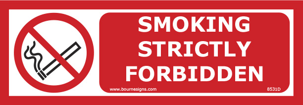 Smoking Strictly Forbidden 300mm x 100mm