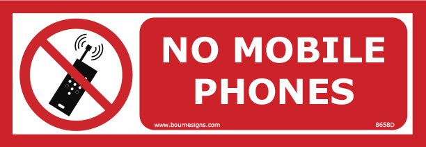 No mobile phones 300mm x 100mm